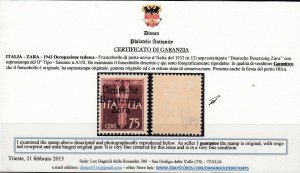 ZARA GERMAN OCC.(DT BES) Sass. n.A 3bb/II - cv 1900$ Variety Signed. Oliva MH*