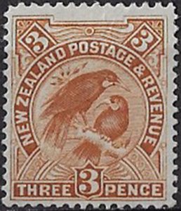 1908 New Zealand Hula 3d. brown MH SG n. 383