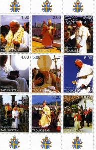 Tajikistan 1999 POPE JOHN PAUL II Sheet (9) Perforated Mint (NH)