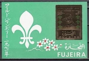 Fujeira, Mi cat. 688, BL56. Scout Baden Powell, Gold Foil s/sheet.  