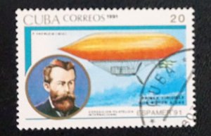 CUBA Sc# 3323  AIRSHIPS blimps zeppelin aviation 20c 1991 used cto