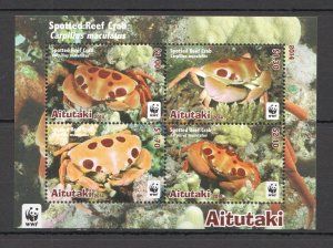 B1335 2014 Aitutaki Wwf Fauna Fish & Marine Life Spotted Reef Crabs Kb Mnh