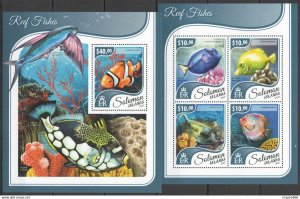 2017 Solomon Islands Reef Fishes Marine Life Fauna #4657-61 1+1 ** Ls772