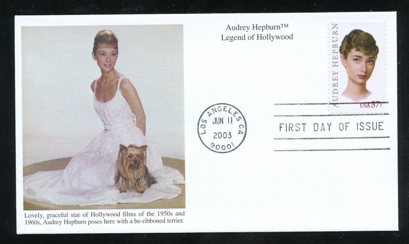 US 3786 Legend Hollywood Audrey Hepburn UA Mystic cachet FDC