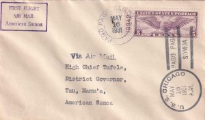 1931, 1st Flt., Pago Pago to Tau, American Samos W/USS Chicago Cancel (44046)