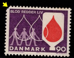 DENMARK  Scott 531 MNH** 1974 Blood Donor Stamp, rounded corner