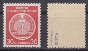 DDR 1954 Official Sc#O11 VAR Mi#D11XII mnh better WM signed Schönherr