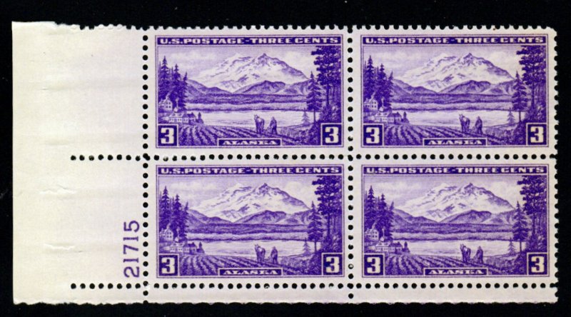SC# 800 - (3c) - Alaska Territory, MNH plate block/4 - LL # 21715
