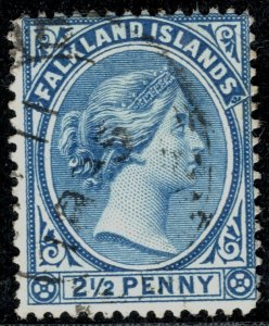 FALKLAND ISLANDS QV Classic SG.29 2½d Prussian Blue (1894) Used c£130 BBLUE149