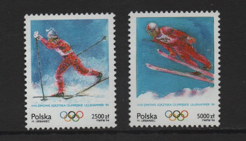 Poland  #3185-3186  MNH  1994 winter Olympics Lillehammer
