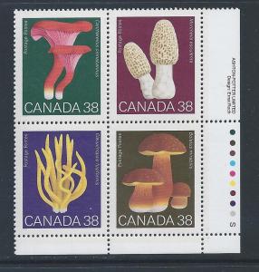 Canada #1248a LR PL BL Mushrooms 38¢ MNH3