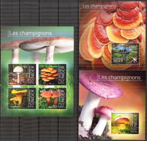 Niger 2014 Mushrooms Sheet + 2 S/S MNH