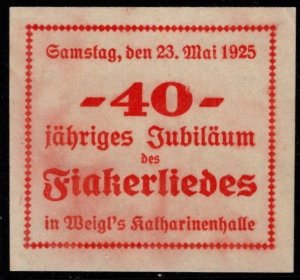 1925 German Poster Stamp 40th Annual Jubilee Cab Drivers Unused