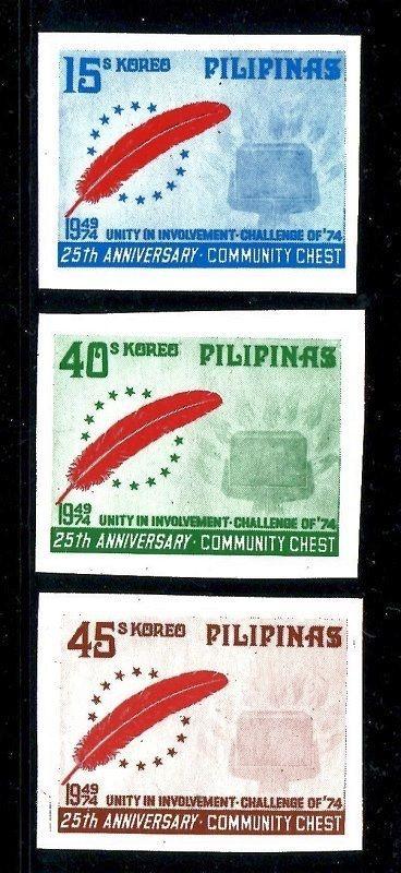 Philippines 1239a-1241a imperf, MNH.Community Chest.Red Feather Emblem