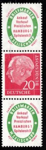 Germany Bund Scott # 710, 2 labels R1, mint nh, se-tenant, S32