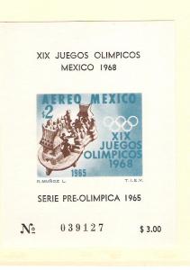 MEXICO Scott C311a Mint NH Mexico 1968 Olympic Games Air Mail S/S 2017 CV=$3.50