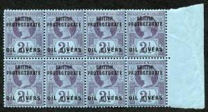 Niger Coast Protectorate SG4 2 1/2d Purple/Blue Block of 8 with Opt U/M