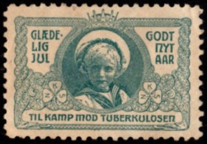 Vintage Norway Poster Stamp To Fight Against Tuberculosis Merry Christmas Happy