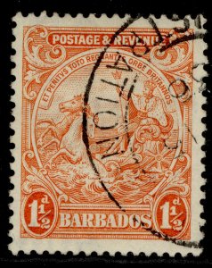 BARBADOS GV SG231da, 1½d orange, FINE USED.