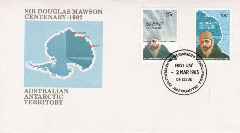 Australian Antarctic Territory 1983 Mawson Centenary Mawson FDC Unadressed