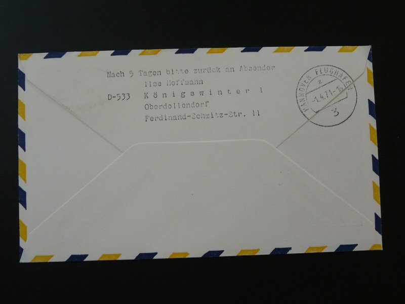 first flight cover 1971 Copenhagen Denmark to Hannover Lufthansa 88038