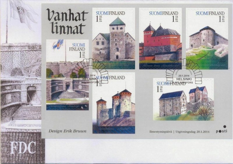 2014 FINLAND - SG: 2191/96 - OLD CASTLES - ON FIRST DAY COVER
