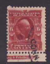 USA-Sc#305- id3-used 6c Garfield-1903-partial imprint ing & Printing-unusual-