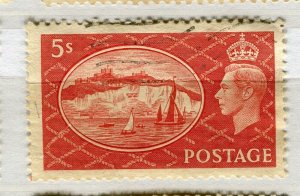 BRITAIN; 1951 early GVI pictorial issue fine used Shade of 5s. value