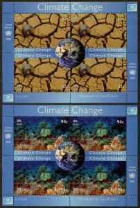 UNITED NATIONS Sc#NY 968-969 GE 492-493 VI 434-435 2008 Climate Change Cpl MNH