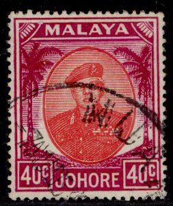 MALAYSIA - Johore GVI SG143, 40c red & purple, FINE USED. Cat £18.