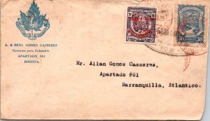 SCHALLSTAMPS COLOMBIA 1925 POSTAL HISTORY AIRMAIL COVER VIA SCADTA ADDR