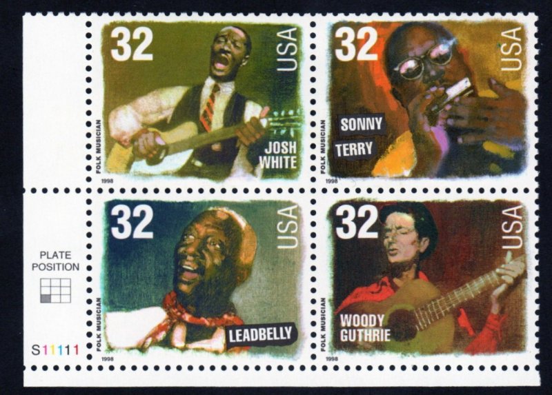 SC# 3212-3215 - (32c) - Folk Singers MNH Plate Block/4 - LL # S11111