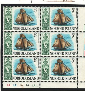 Norfolk Island Sc#104 MNH Block of 6 - Large Bird Variety