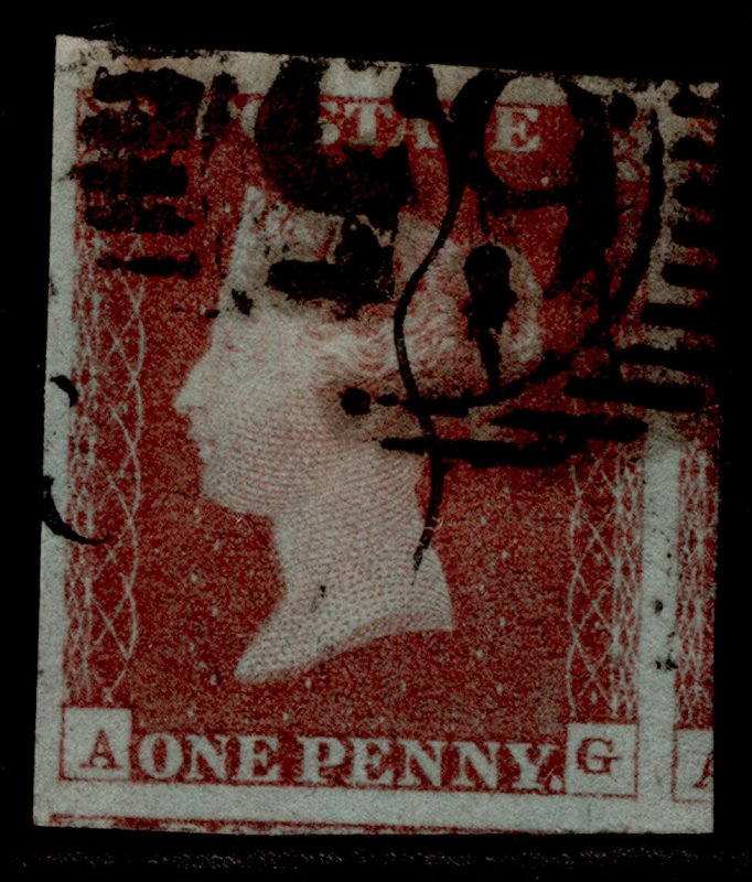 GB QV SG10, 1d DEEP red-brown, FINE USED. Cat £50. AG