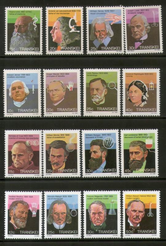 Transkei 1982-85 Medical Pioneers Health Medicine Discoveries Sc 97-112 MNH 3726