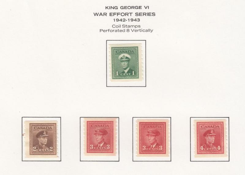 CANADA # 263-267 VF-MLH/MH KGV1 WAR ISSUE COILS CAT VALUE $22+