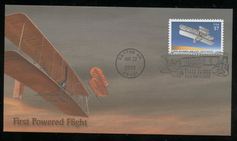 US 3783 First Flight Wright Brothers UA Fleetwood cachet FDC
