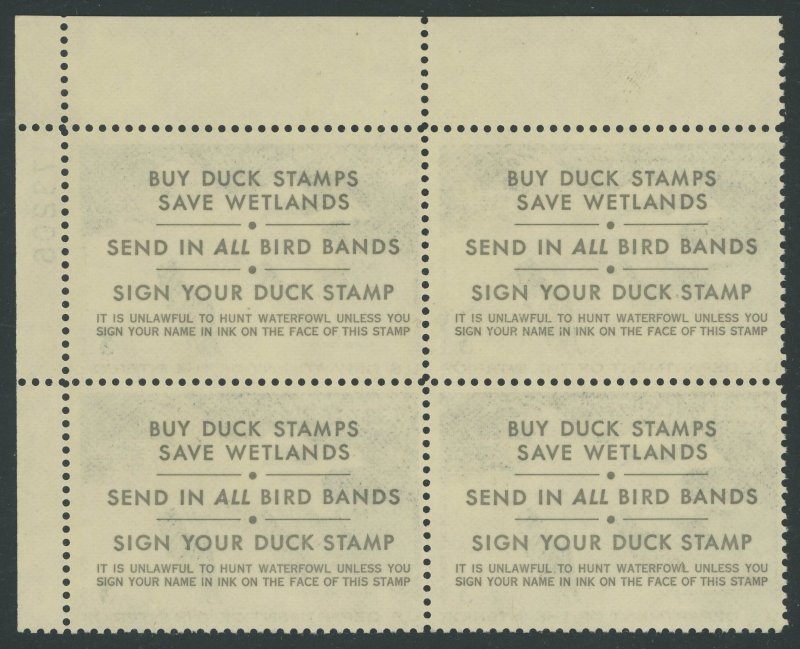 USA RW44 - 1977 Federal Duck Stamp - F/VF Mint nh plate block Cat $50.00