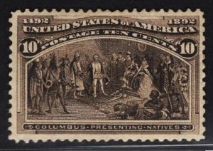 US #237 10c Black Brown Columbus Presenting Natives MINT NH  SCV $250