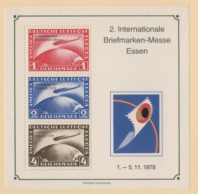 Germany - International Philatelic Expo 1978 Essen Souvenir Sheet MNH