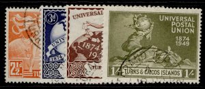 TURKS & CAICOS ISLANDS GVI SG217-220, anniversary of UPU set, FINE USED.