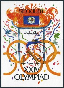 Belize 905,MNH.Michel 1009 Bl.96. Olympics Seoul-1988.Gymnastics.Birds.