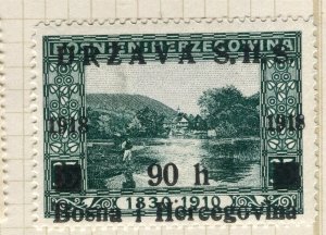 JUGOSLAVIA; 1918 early DRZAVA SHS Optd. issue Mint hinged 90h. value