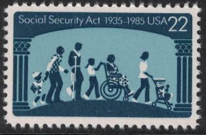 Scott 2153- Social Security Act, 50 Years- 22c MNH 1985- unused mint stamp