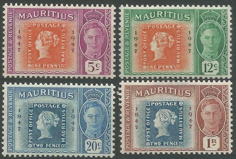 1948 Mauritius 217-220 MLH 100 years of the stamps Mauritius