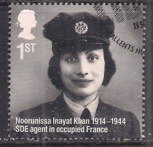 GB 2014 QE2 1st Remarkable Lives Noorunissa Khan SOE Agent SG 3585 ex FDC ( 25 )