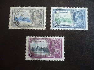 Stamps - Nigeria - Scott# 34,35,37 - Used Part Set of 3 Stamps