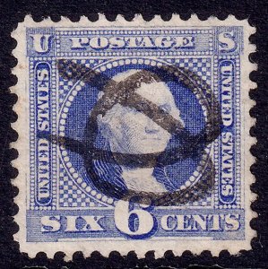 US Scott 115, 1869 Washington, 6c ultramarine, VERY FINE USED