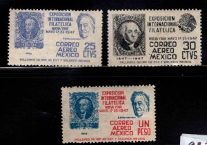 MEXICO Scott C167-C 169 MH* Stamp on stamp, Airmail set