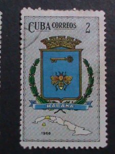 ​CUBA-1966 VERY OLD CUBA STAMPS-GNATIONAL COATS OF ARMS, MAP OF CUBA  USED-VF